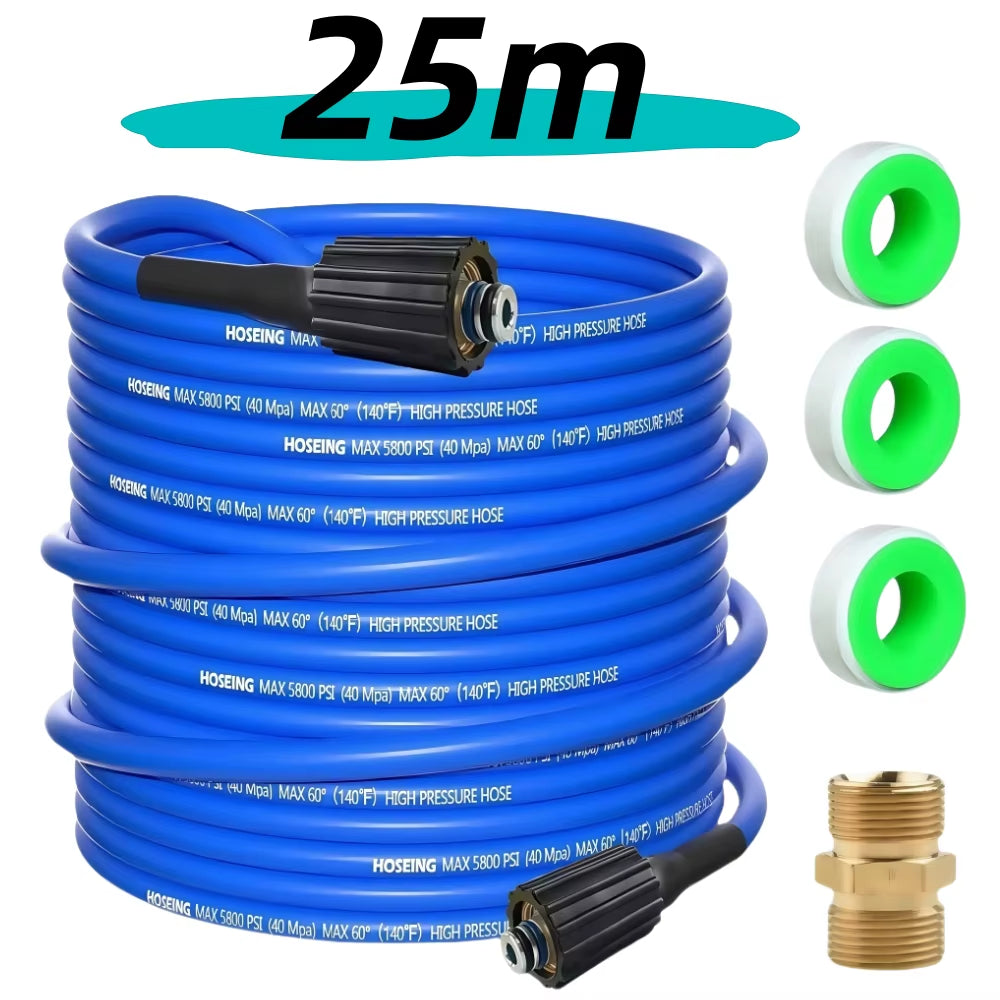 2~30M High Pressure Cleaning Machine Hose 5800 PSI Kink Resistant Hose Car Wash Extension Hose with Brass Adapter M22-Pin 14/15