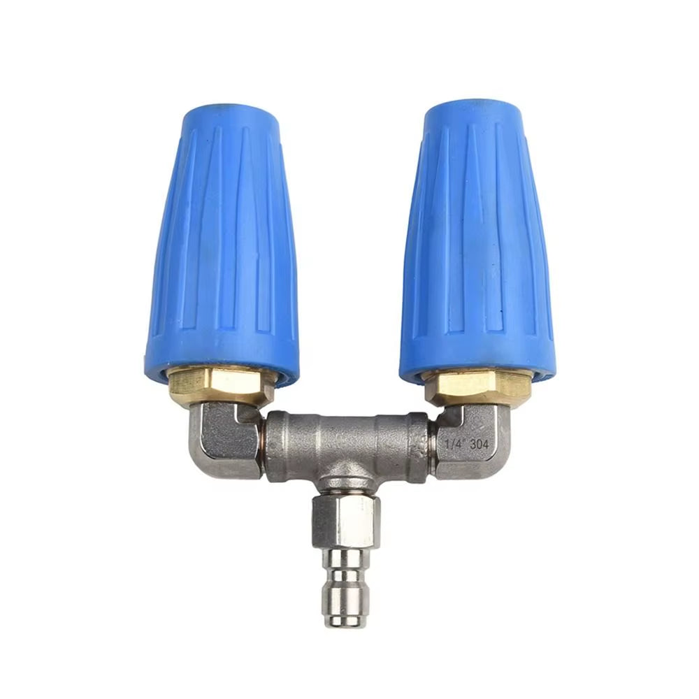 Stainless Steel Dual Turbo Nozzle Pressure Washer Quick Coupler Double Turbine Nozzle Rotary High Pressure Washer Turbine Nozzle