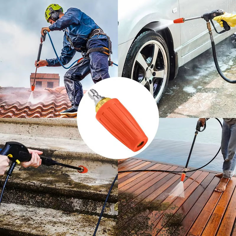 Abca-Turbo Nozzle Pressure Washer 4000 PSI Max Rotating Pressure Washer Nozzle with 1/4 Inch Connect Pressure Washer Tips
