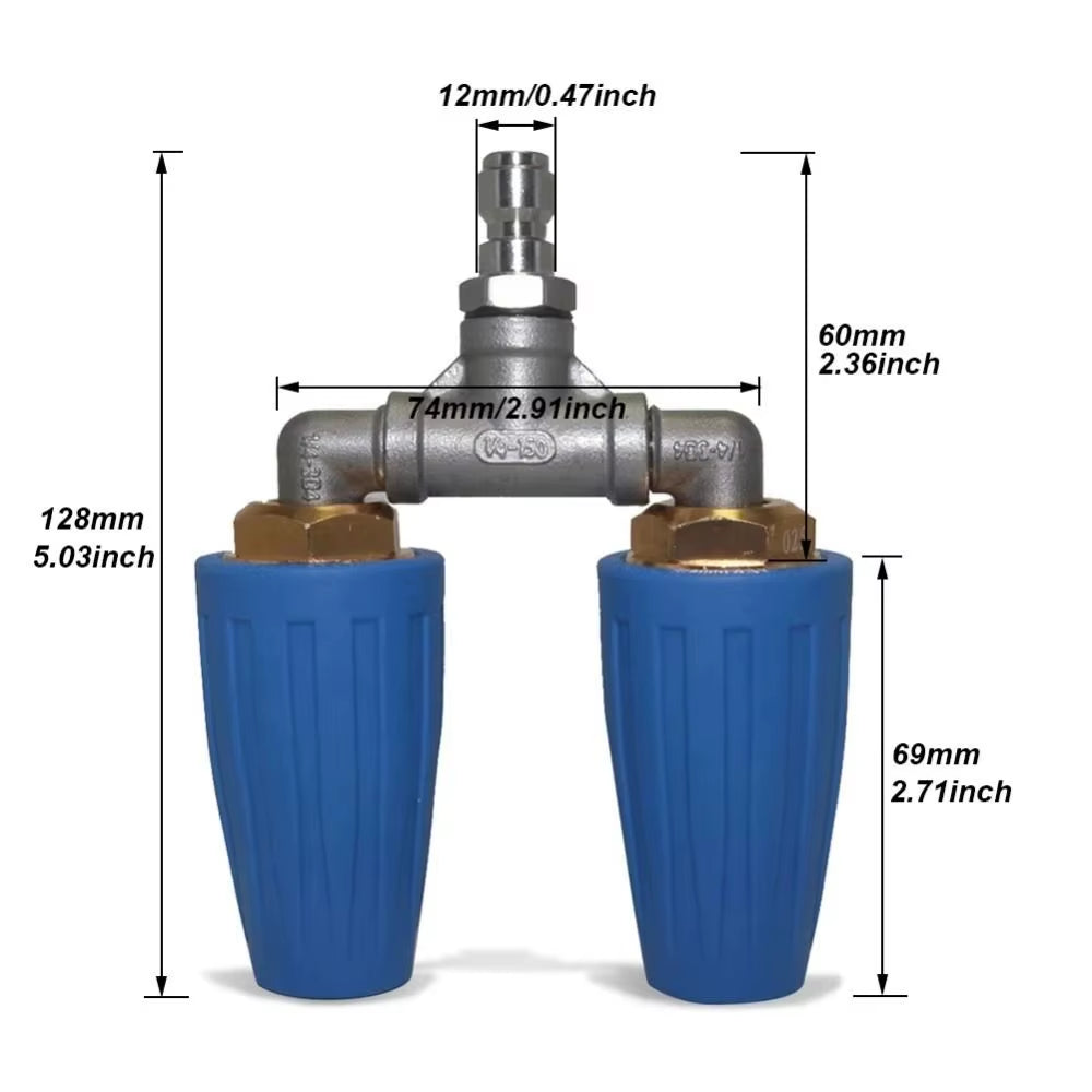 Stainless Steel Dual Turbo Nozzle Pressure Washer Quick Coupler Double Turbine Nozzle Rotary High Pressure Washer Turbine Nozzle