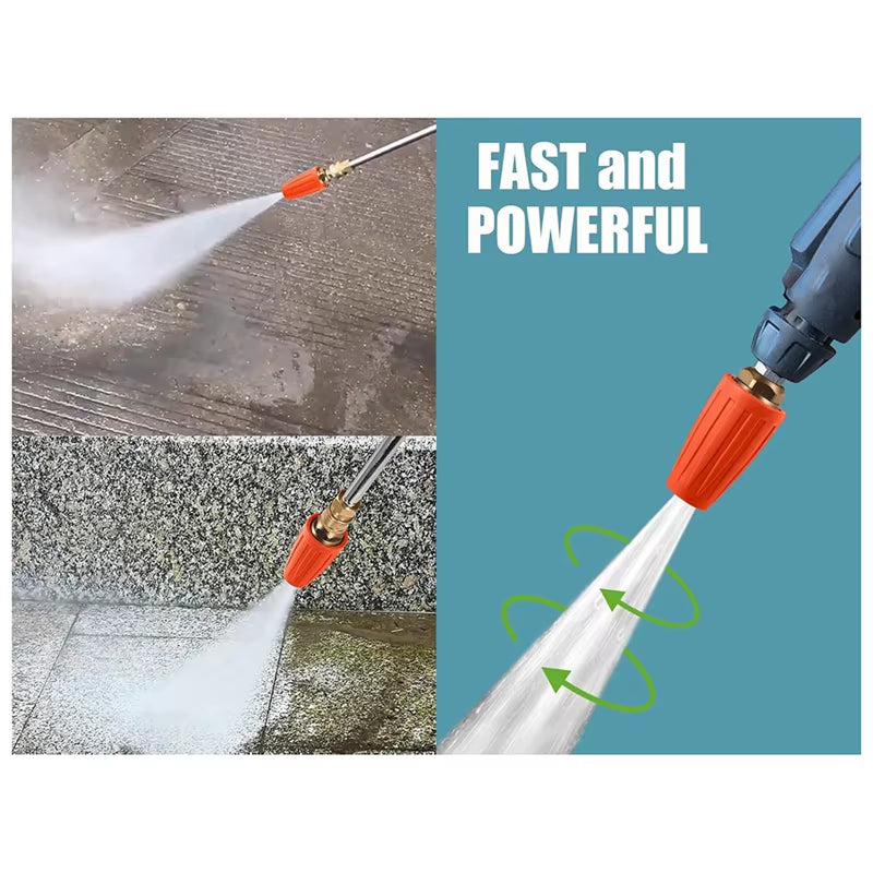 Abca-Turbo Nozzle Pressure Washer 4000 PSI Max Rotating Pressure Washer Nozzle with 1/4 Inch Connect Pressure Washer Tips