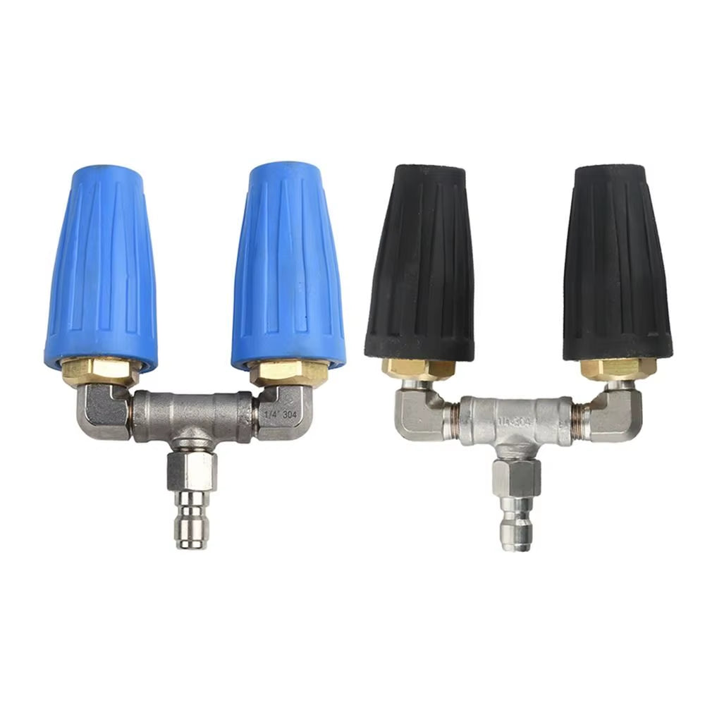 Stainless Steel Dual Turbo Nozzle Pressure Washer Quick Coupler Double Turbine Nozzle Rotary High Pressure Washer Turbine Nozzle