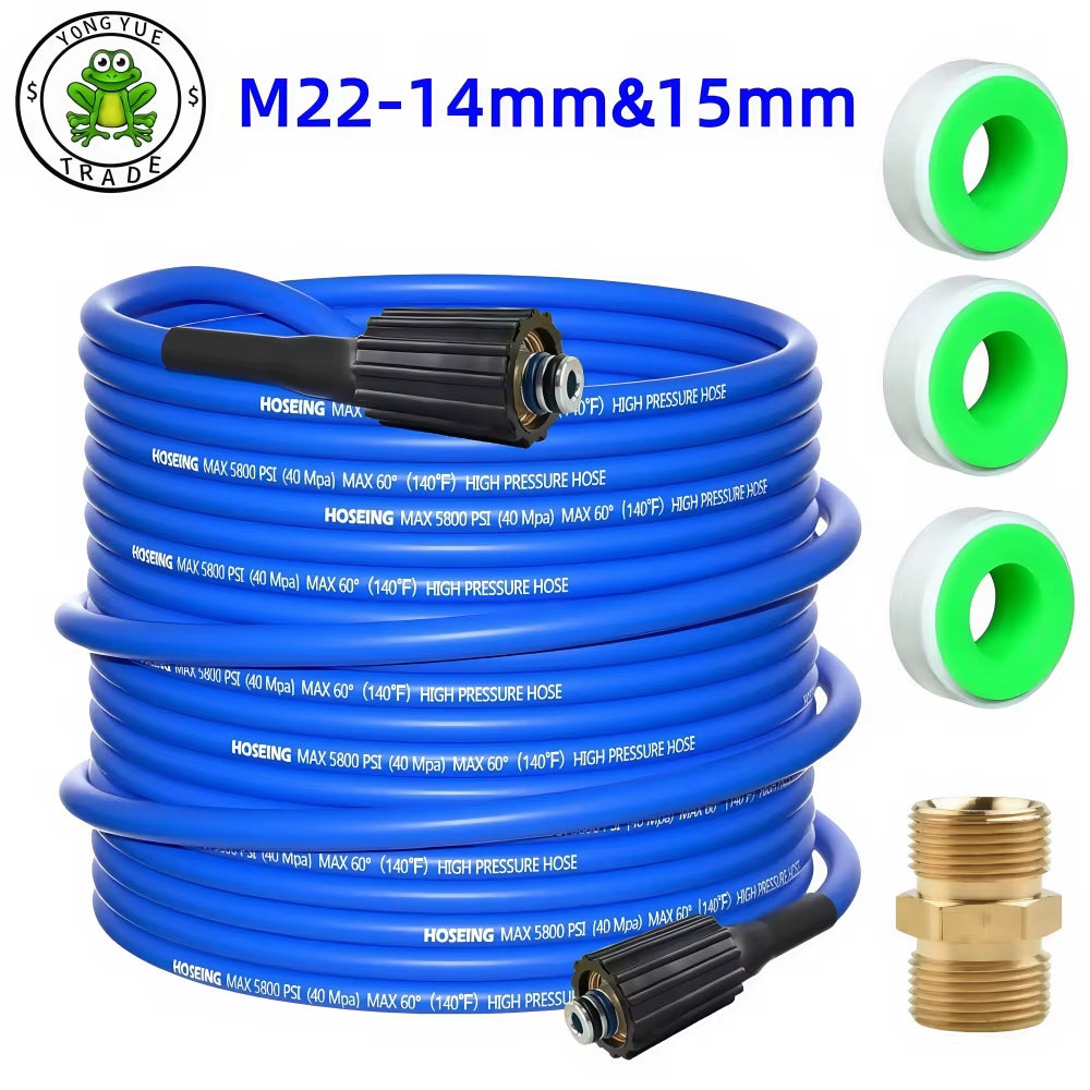 2~30M High Pressure Cleaning Machine Hose 5800 PSI Kink Resistant Hose Car Wash Extension Hose with Brass Adapter M22-Pin 14/15