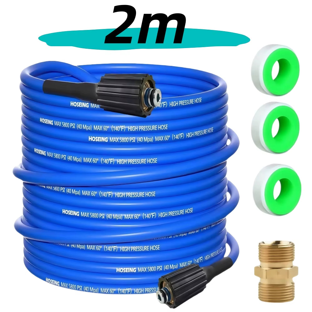 2~30M High Pressure Cleaning Machine Hose 5800 PSI Kink Resistant Hose Car Wash Extension Hose with Brass Adapter M22-Pin 14/15
