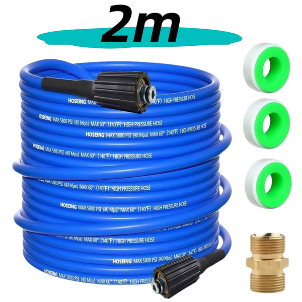 2~30M High Pressure Cleaning Machine Hose 5800 PSI Kink Resistant Hose Car Wash Extension Hose with Brass Adapter M22-Pin 14/15