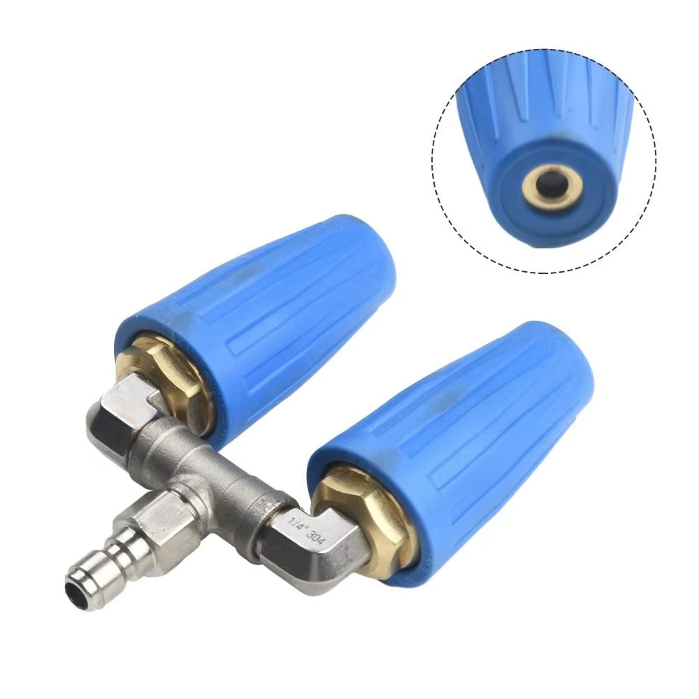 Stainless Steel Dual Turbo Nozzle Pressure Washer Quick Coupler Double Turbine Nozzle Rotary High Pressure Washer Turbine Nozzle