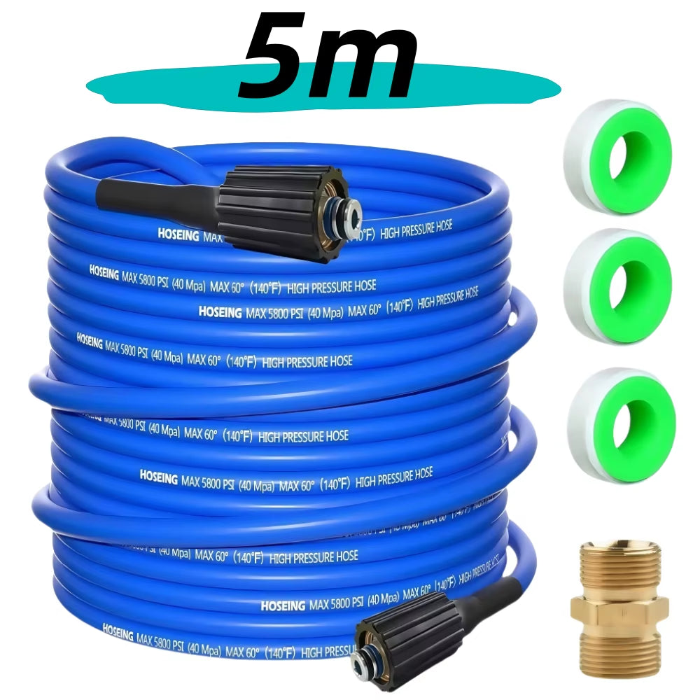 2~30M High Pressure Cleaning Machine Hose 5800 PSI Kink Resistant Hose Car Wash Extension Hose with Brass Adapter M22-Pin 14/15