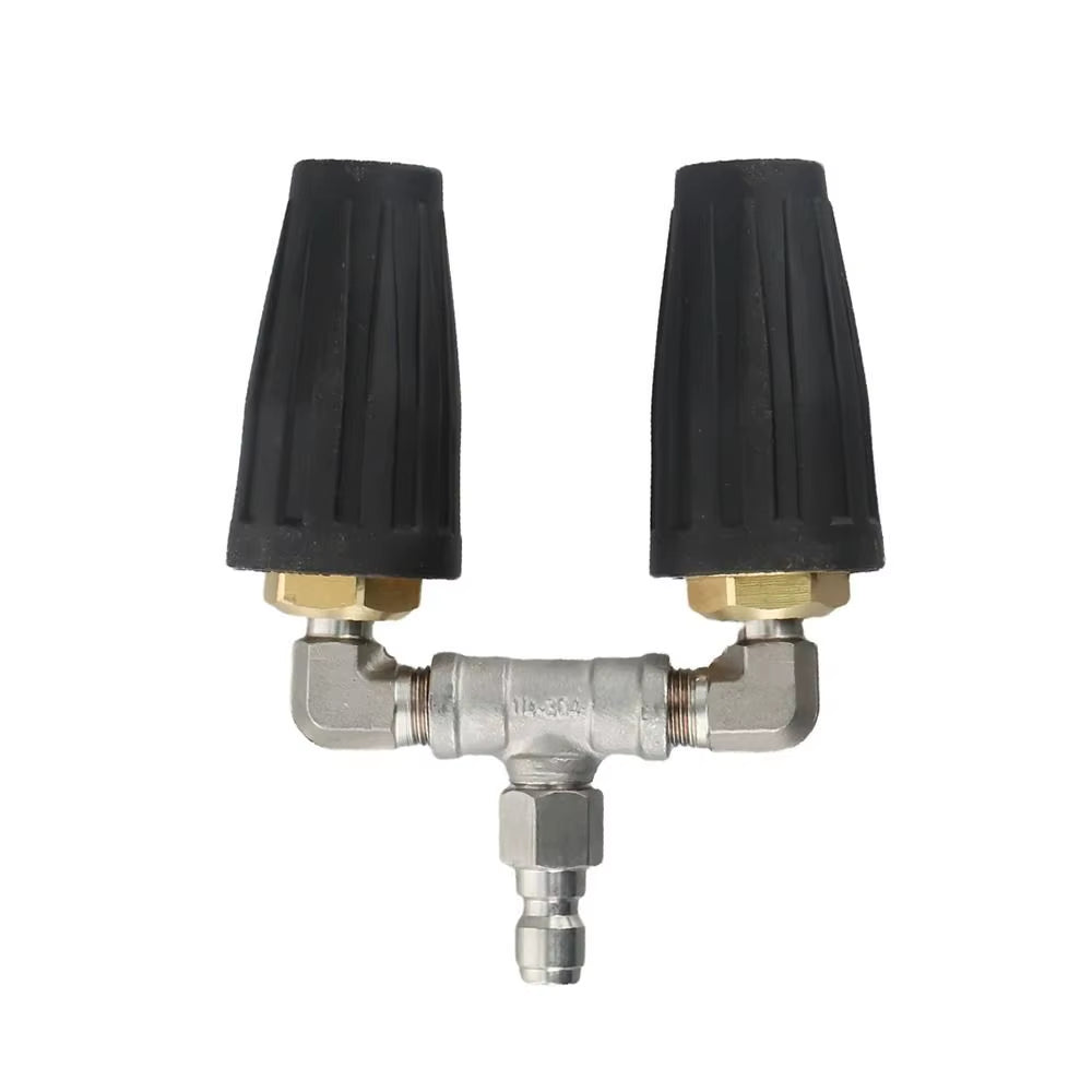 Stainless Steel Dual Turbo Nozzle Pressure Washer Quick Coupler Double Turbine Nozzle Rotary High Pressure Washer Turbine Nozzle